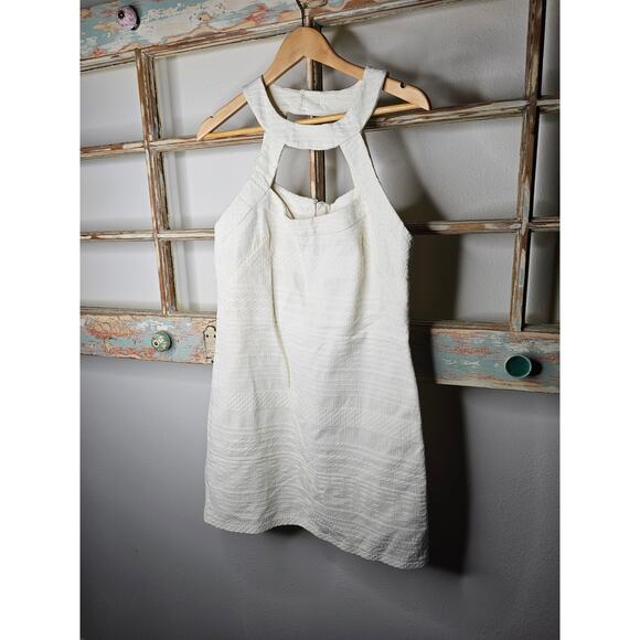 Vintage Milly New York Cream lined Shift Dress With Embossing Ladies size 10 - Picture 4 of 11